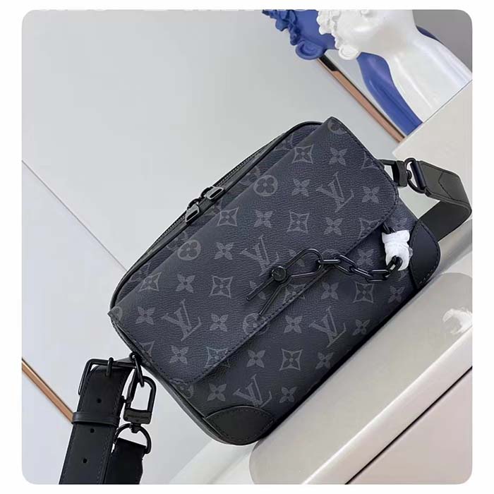 Louis Vuitton LV Unisex Steamer Messenger Monogram Eclipse Coated Canvas Cowhide Leather