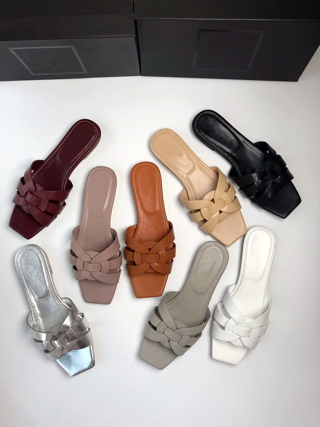 Y Leather Shoes Woven All-match Flat Heel Women's Shoes 1024041119