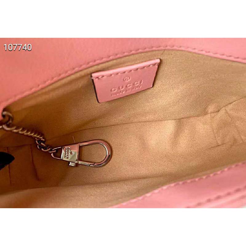 Gucci GG Women GG Marmont Super Mini Bag Pink Matelassé Chevron