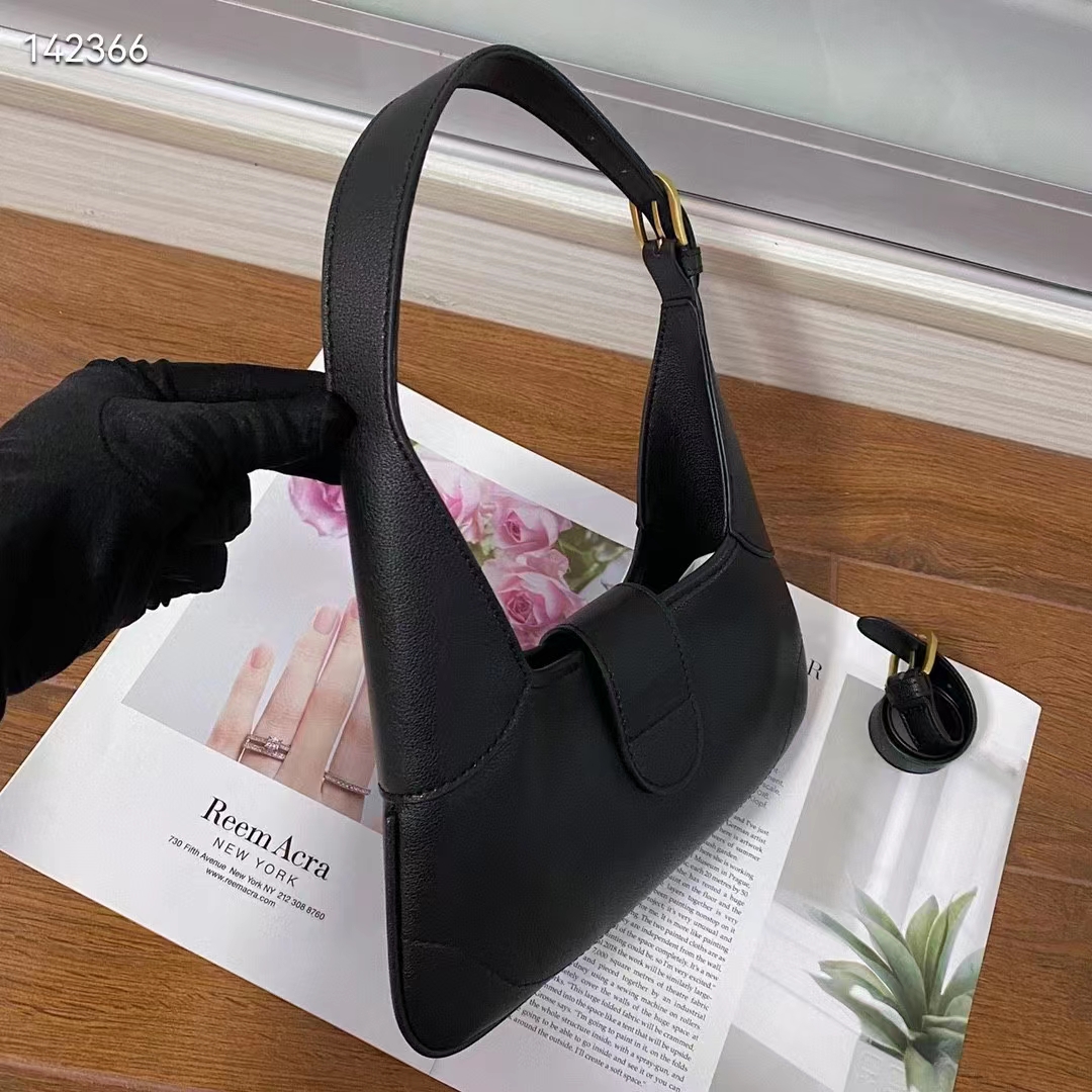 Gucci Women GG Aphrodite Small Shoulder Bag Black Soft Leather Shiny