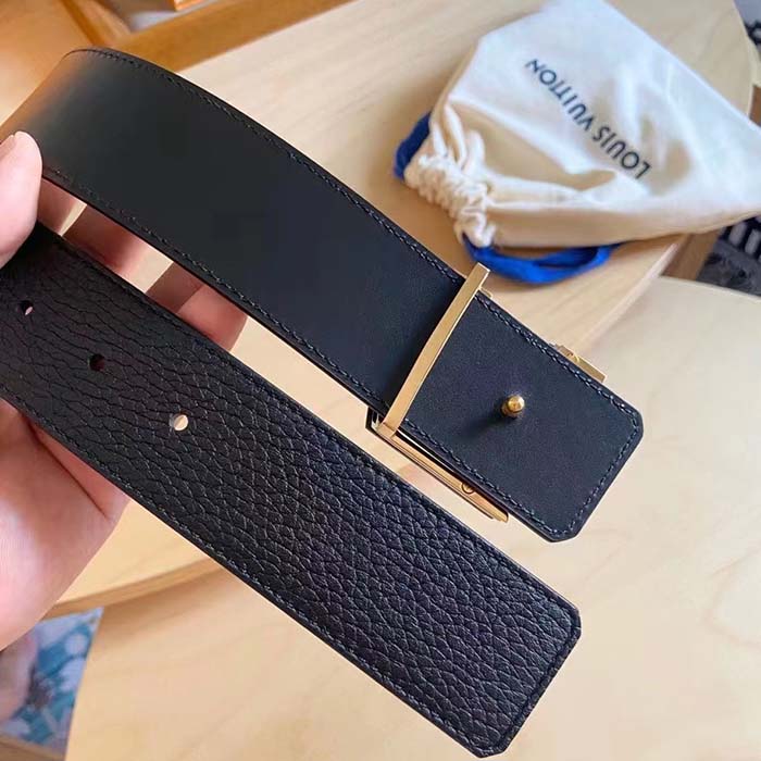 Louis Vuitton Unisex LV Optic 40 MM Reversible Belt Black Calf Leather Initiales Buckle