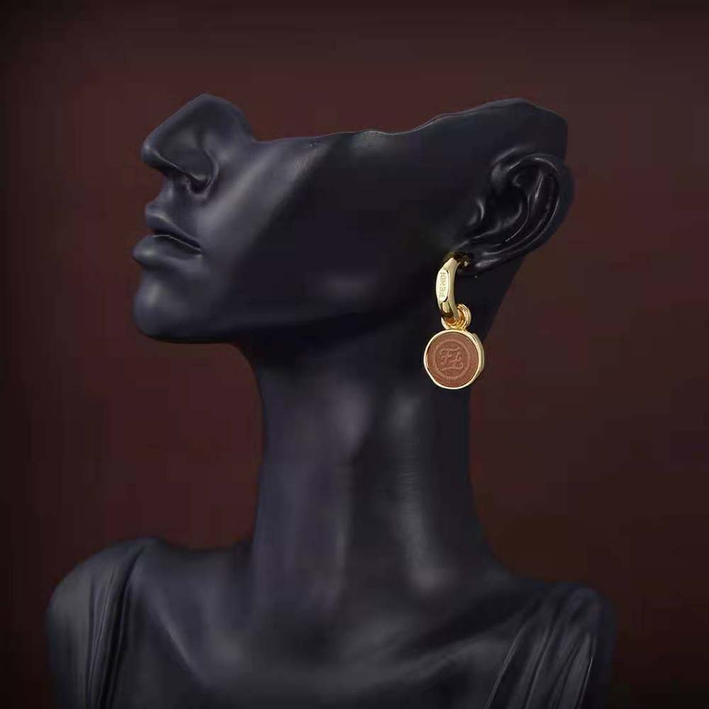 Fendi Women Karligraphy Earrings Gold-Colored
