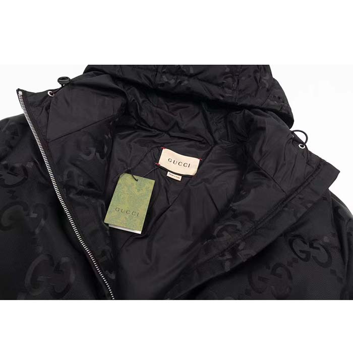 Gucci Men Jumbo GG Canvas Down Jacket Black Jumbo GG Nylon Canvas