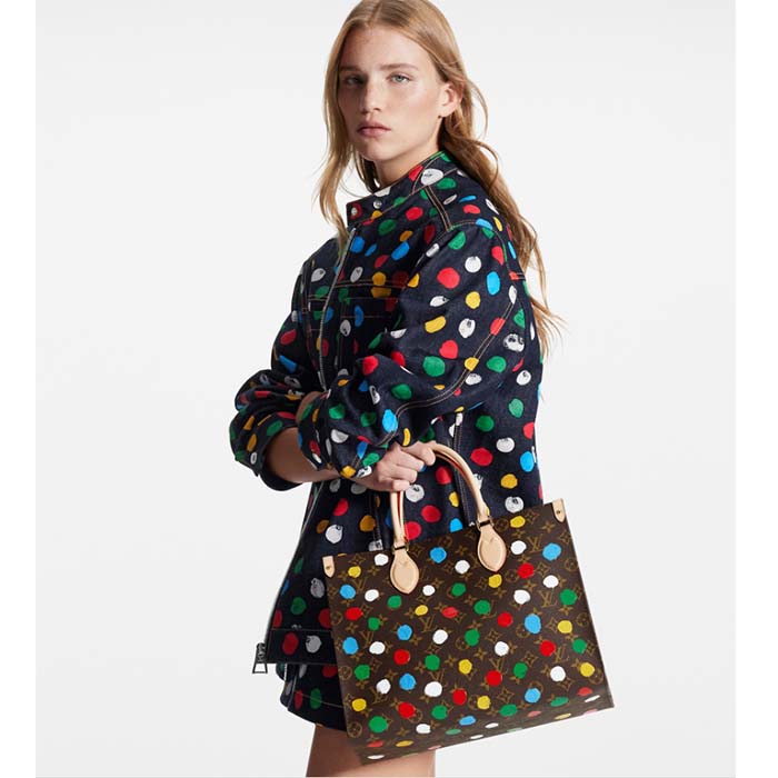 Louis Vuitton Unisex LVxYK OnTheGo MM Monogram Coated Canvas 3D Painted Dots Print