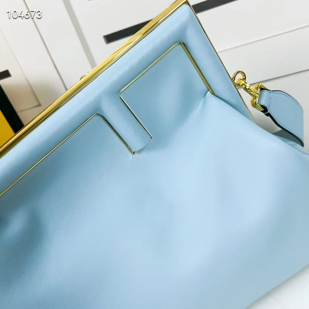 Fendi Women First Medium Light Blue Leather Bag