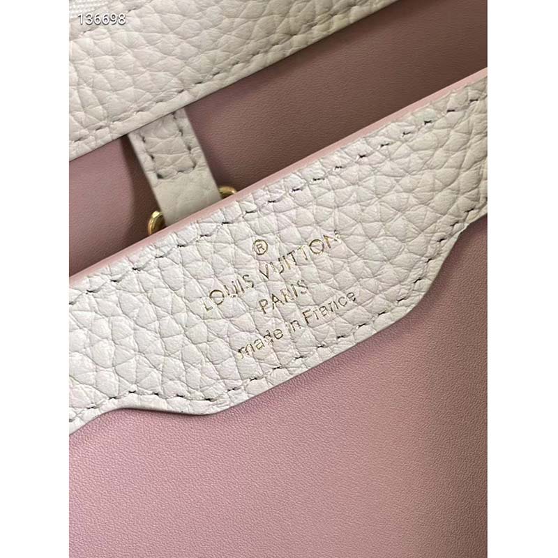 Louis Vuitton LV Women Capucines MM Handbag Pink Taurillon Leather Canvas
