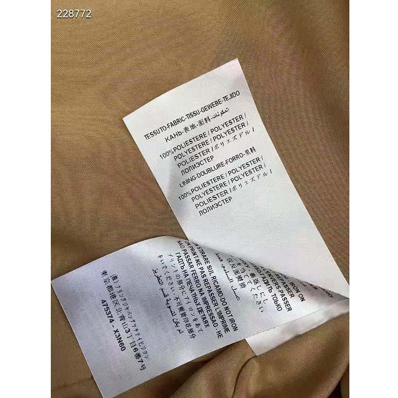 Gucci Women GG Linen Canvas Kaftan Beige Ebony Leather Toggle Chain