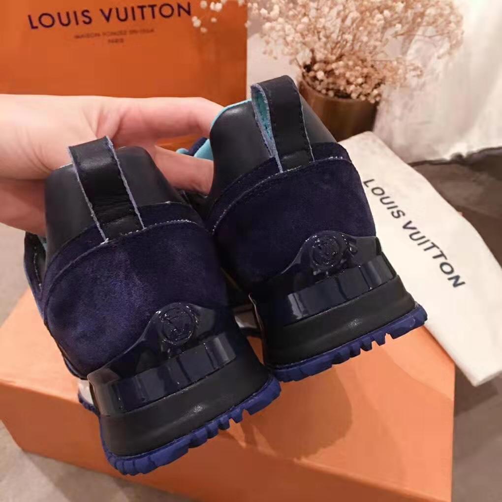 Louis Vuitton LV Women Run Away Sneaker in Suede Calf Leather-Navy
