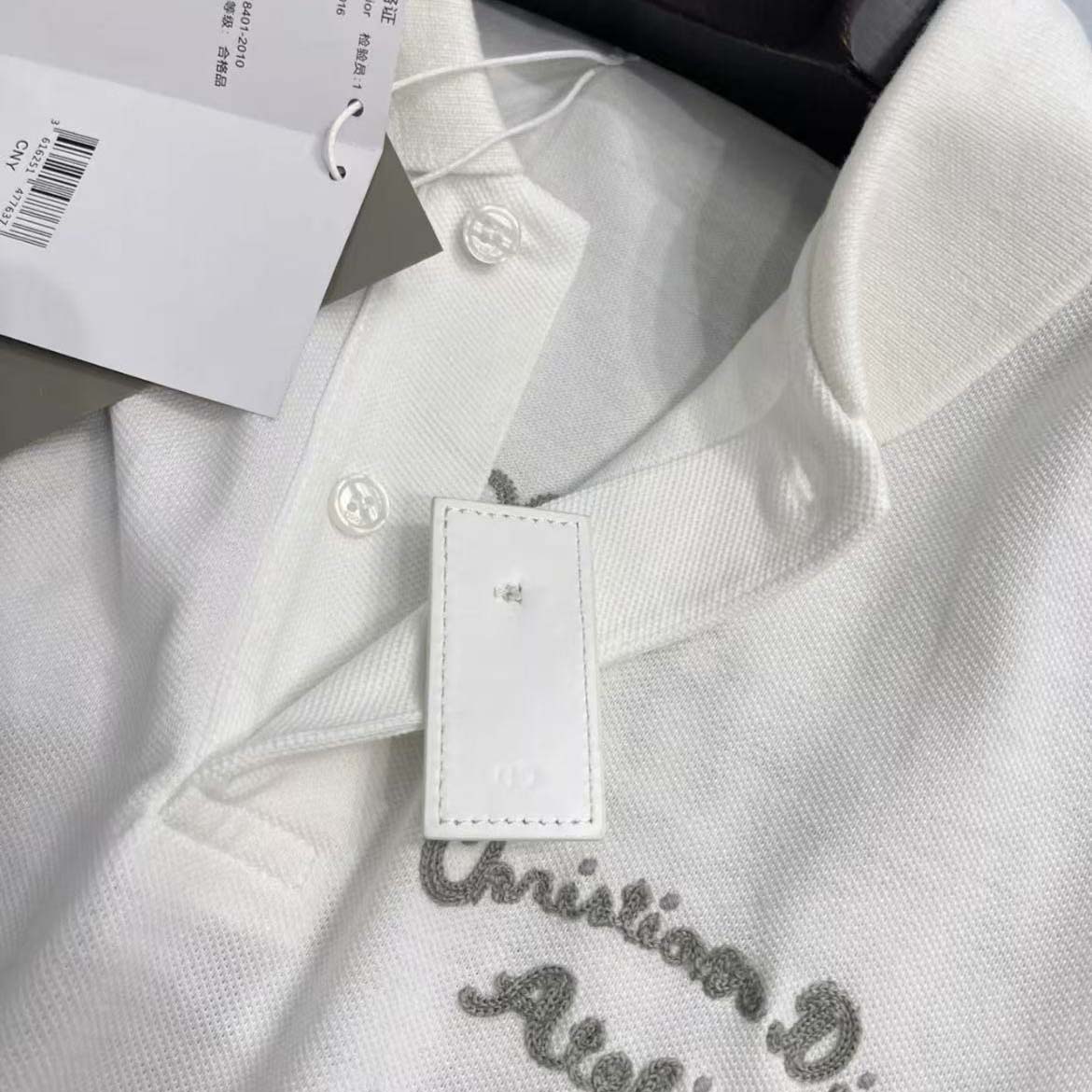 Dior Men Logo-embroidered Cotton Polo shirt-White