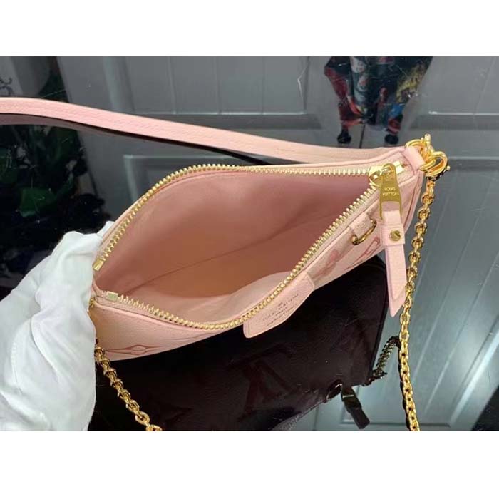 Louis Vuitton LV Women Easy Pouch Pink Monogram Empreinte Embossed Supple Grained Cowhide