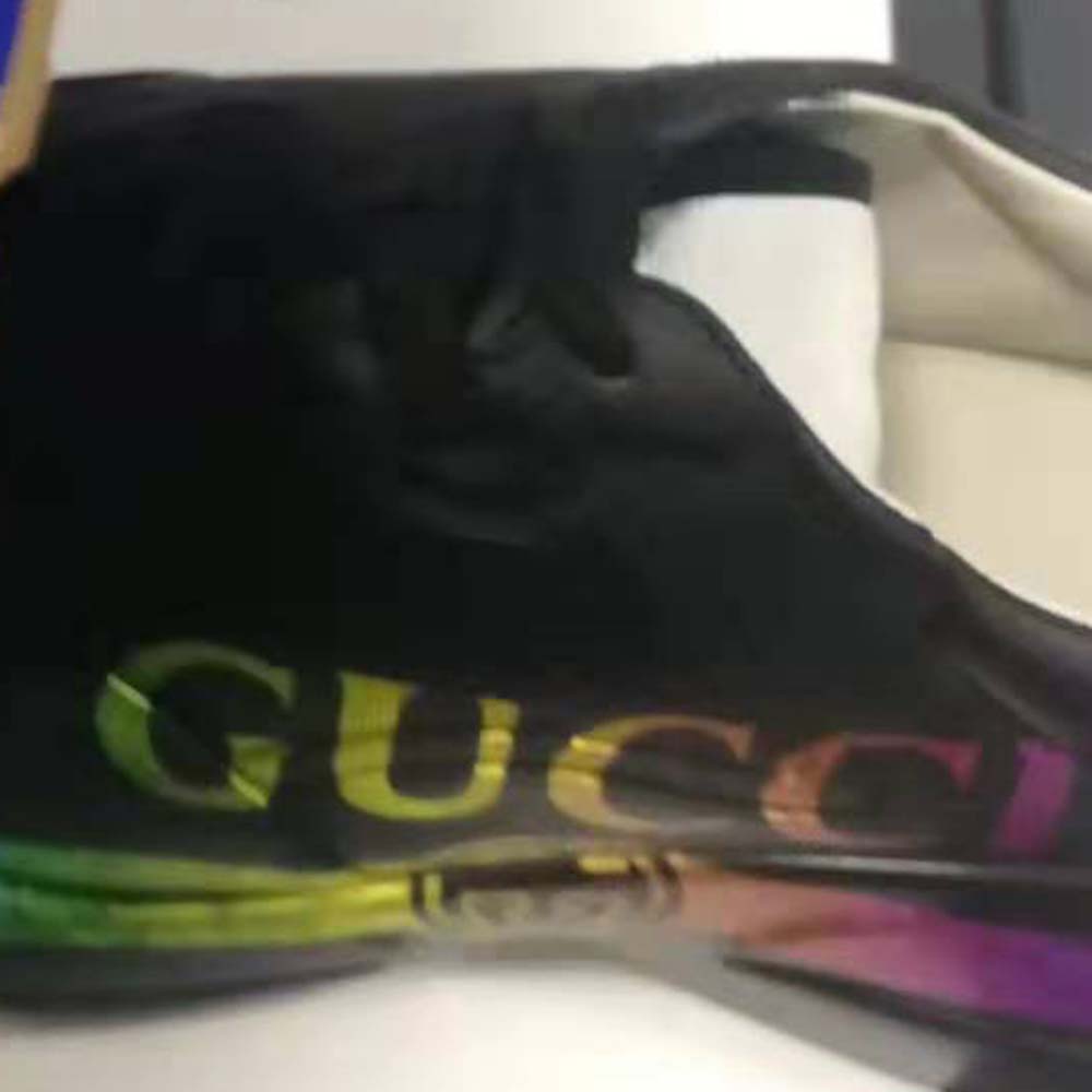 Gucci Unisex Rhyton Gucci Logo Leather Sneaker-Black