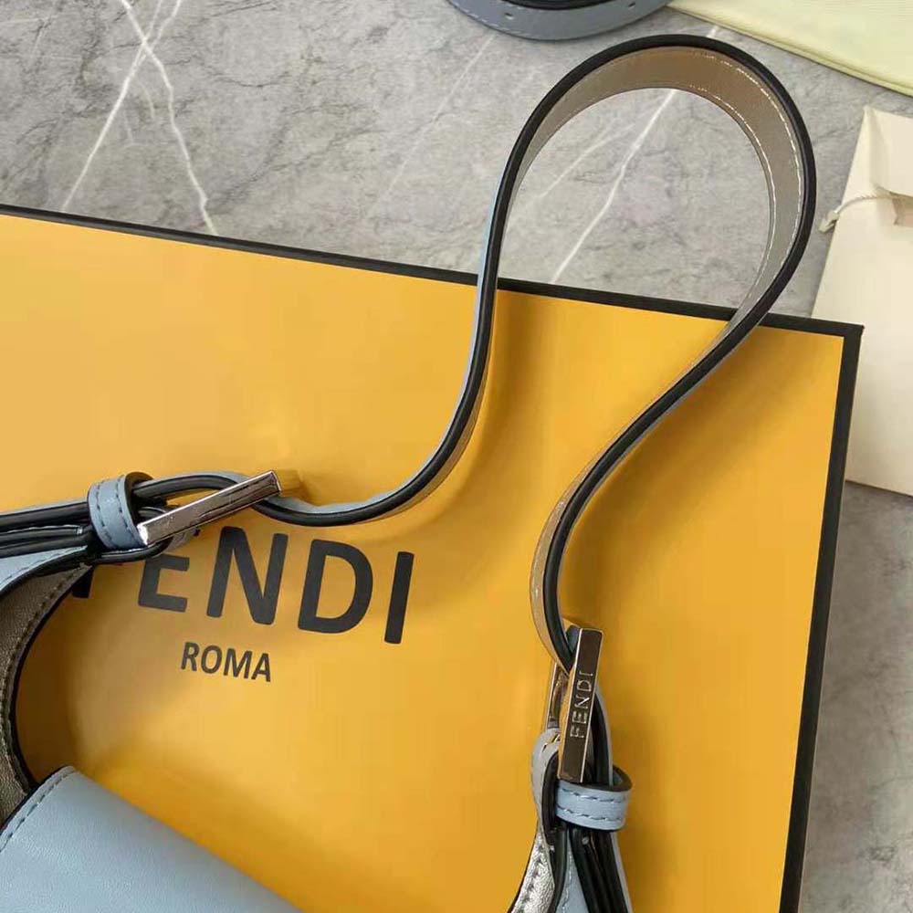 Fendi Women Cookie Light Blue Leather Mini Bag