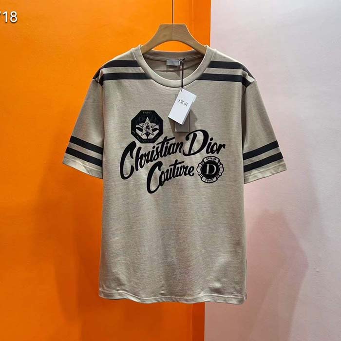 Dior CD Men Christian Dior Couture Relaxed-Fit T-Shirt Beige Cotton Jersey