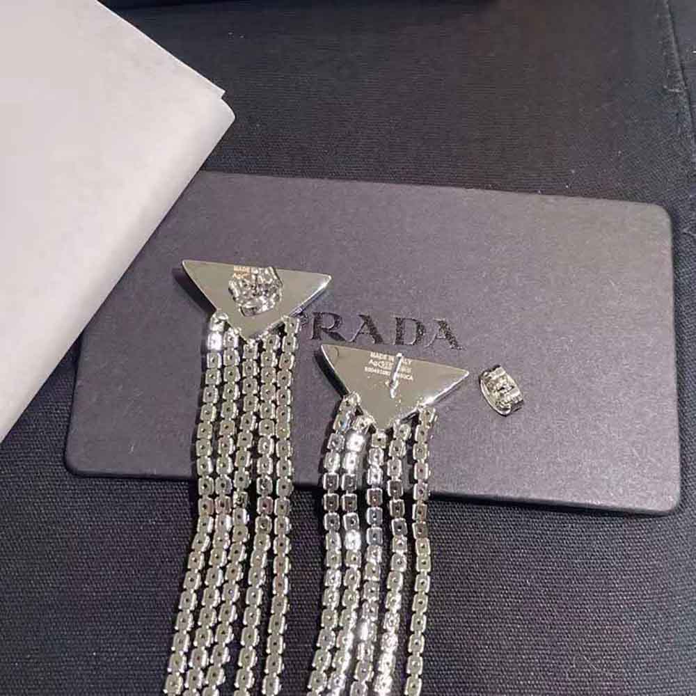 Prada Women Crystal Logo Jewels Zirconia Earrings