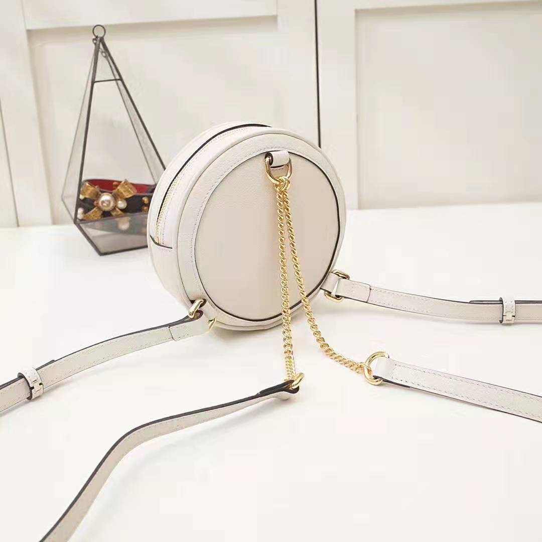 Gucci GG Women Ophidia Mini Backpack with Blue and Red Web in White Leather