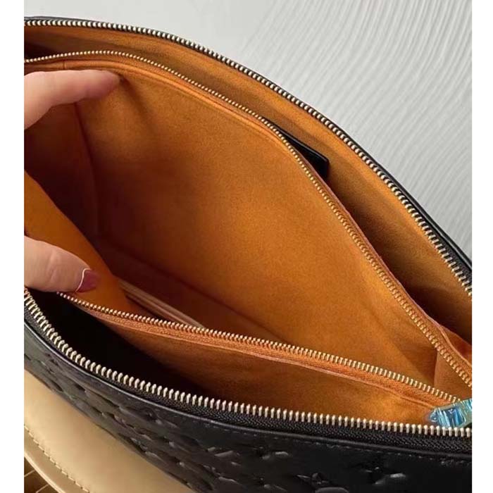 Louis Vuitton LV Women Coussin MM Handbag Black Monogram Embossed Puffy Lambskin