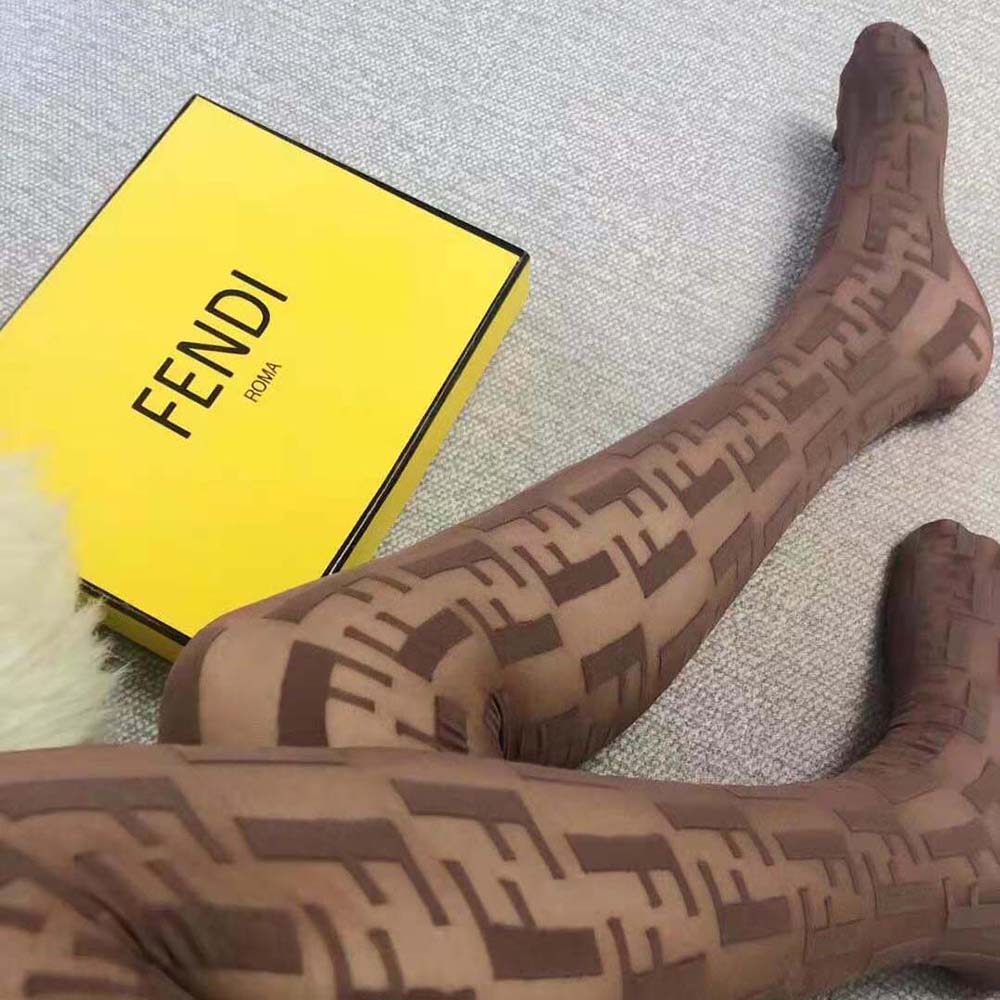 Fendi Women Tights Beige Nylon Pantyhose