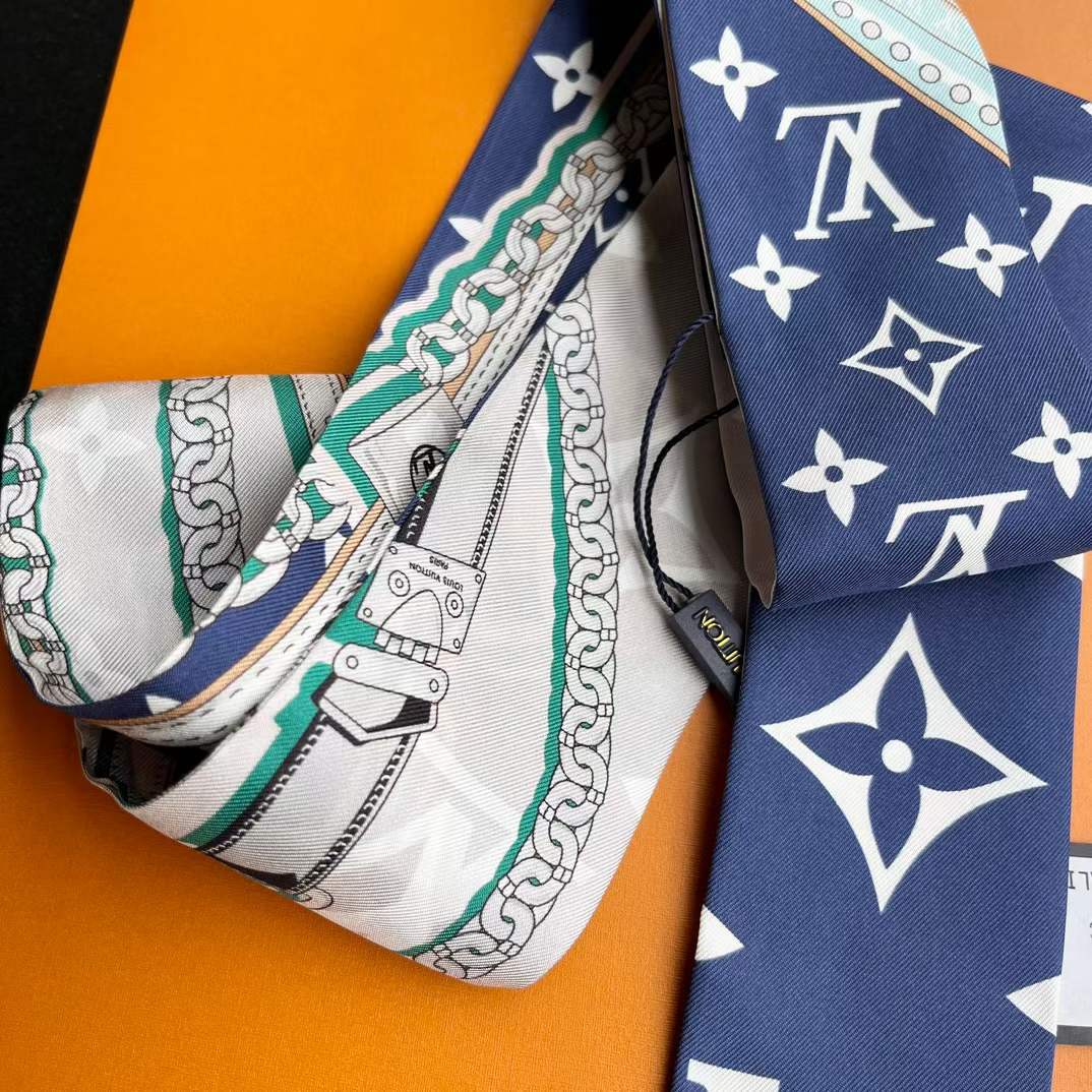 Louis Vuitton Women LV Ultimate Monogram Bandeau Navy Blue Silk Inkjet Print M77778