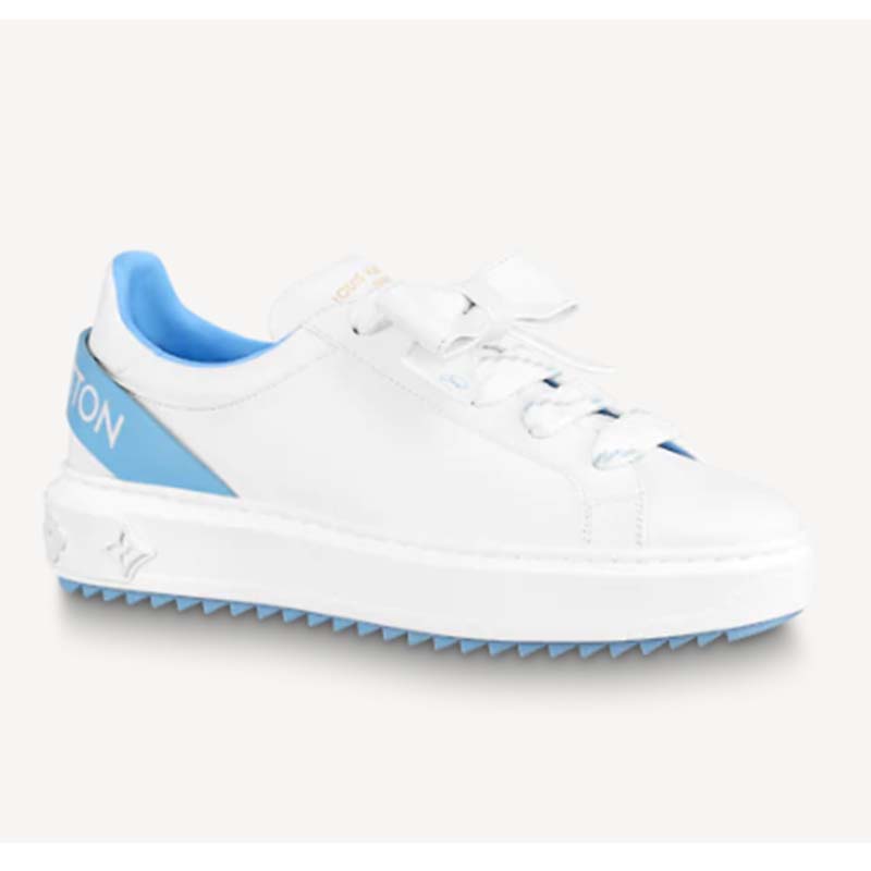 Louis Vuitton Unisex LV Shoes Time Out Sneaker Light Blue Calf Leather Rubber Outsole