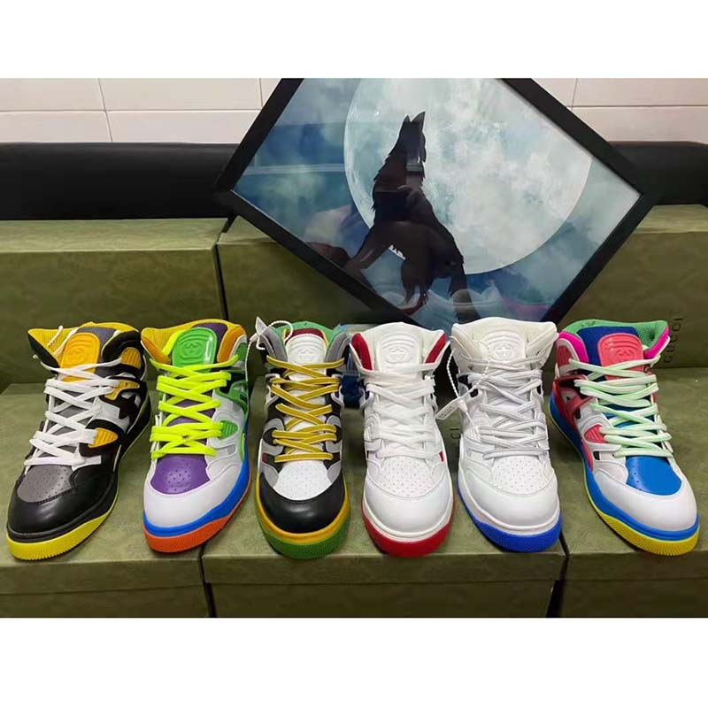 Gucci Unisex GG Gucci Basket Sneaker White Demetra Rubber Interlocking G Patch