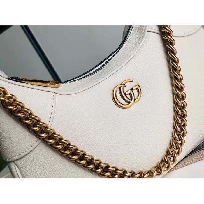 Gucci Women GG Aphrodite Small Shoulder Bag White Soft Leather Double G