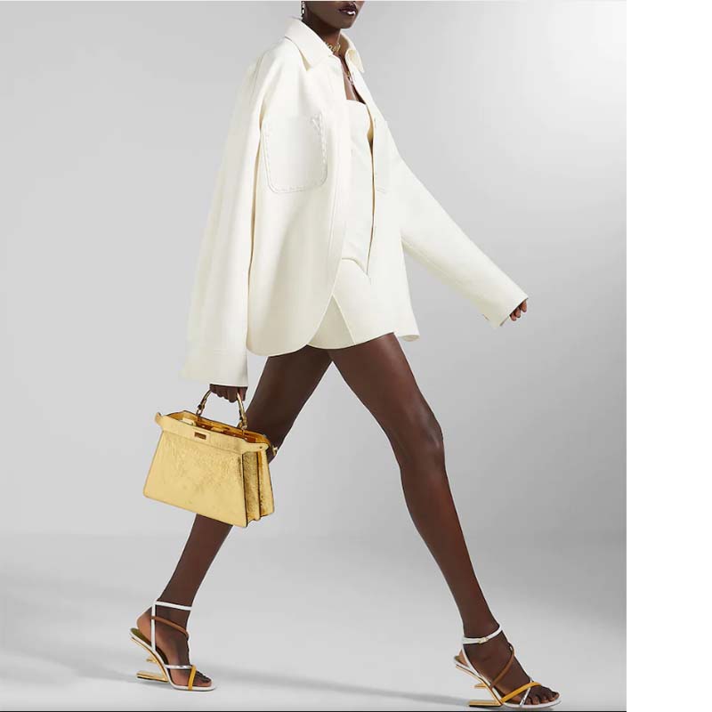 Fendi Women FF First White Nappa Leather High-Heeled Sandals 9.5 cm Heel