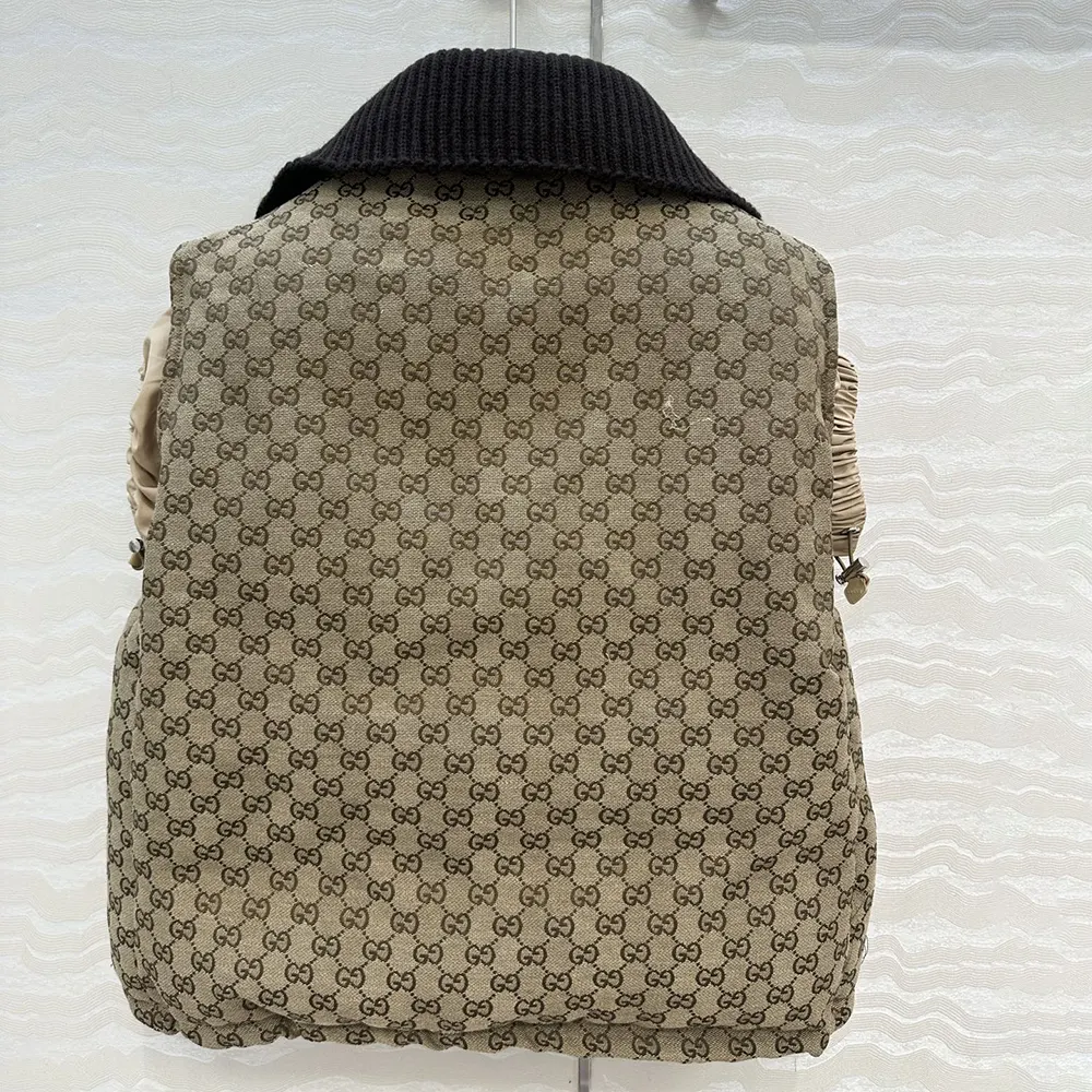 Gucci Women GG Canvas Gilet with Leather Label 823751Z8B1K