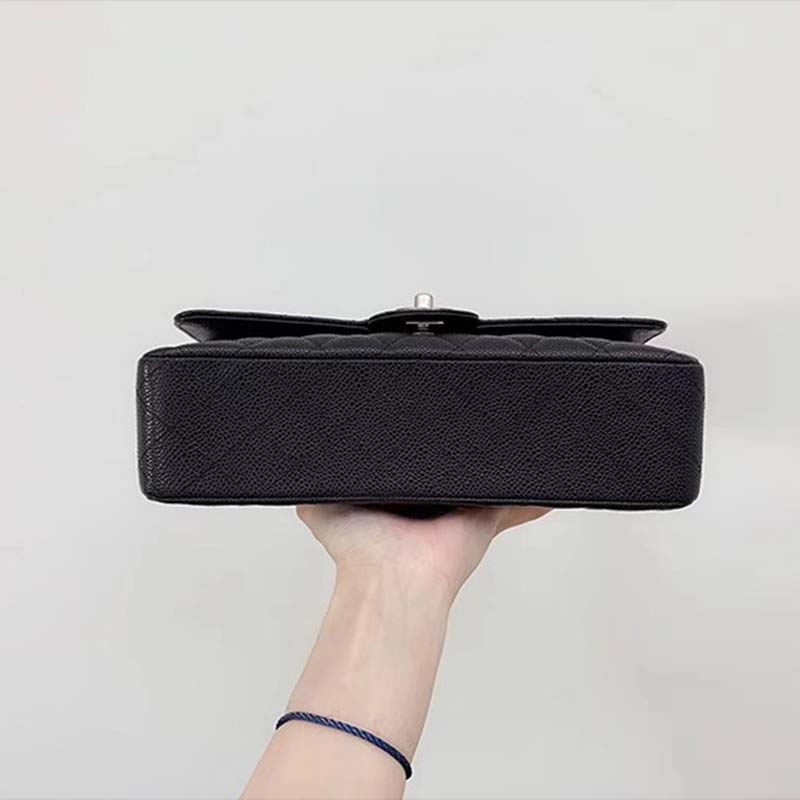 Chanel Women CF Flap Bag in Diamond Pattern Calfskin Leather-Black