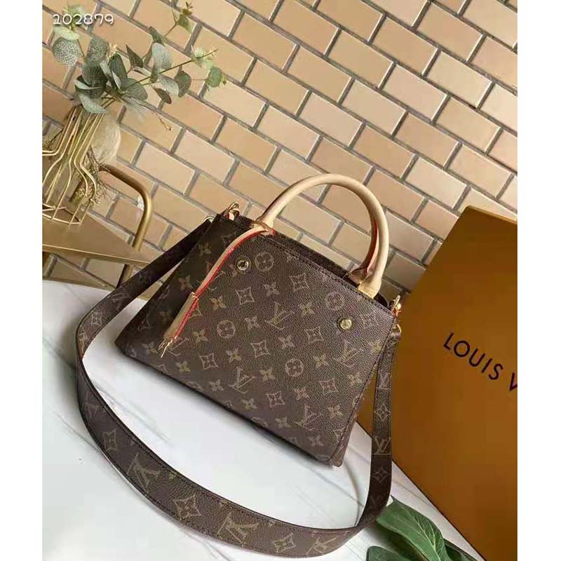 Louis Vuitton Women Montaigne BB Handbag Monogram Canvas Natural Cowhide Leather