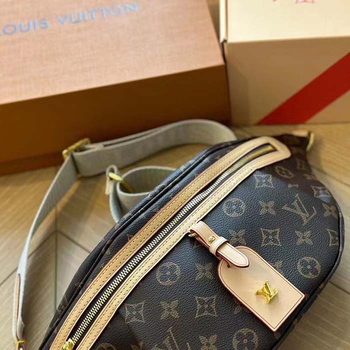 Louis Vuitton LV Women High Rise Monogram Coated Canvas Natural Cowhide Leather
