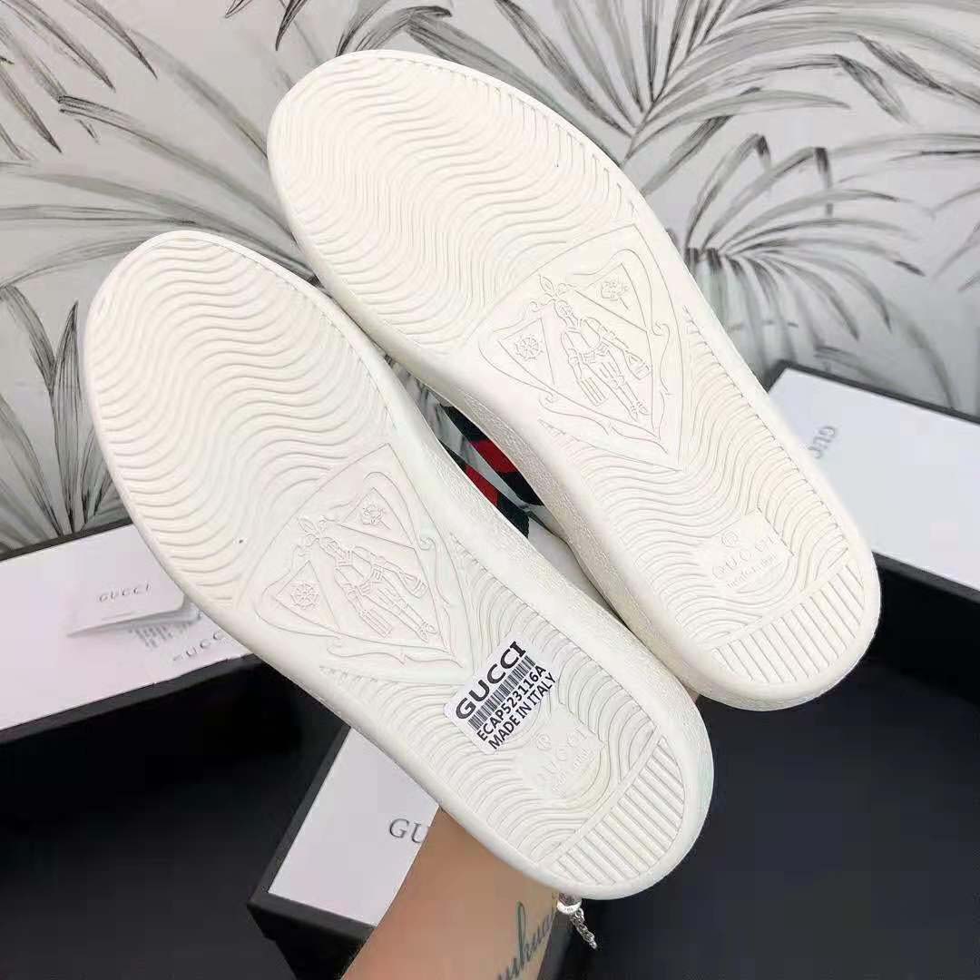 Gucci Men Ace Embroidered Sneaker with Embroidered Kingsnake Appliqué-White