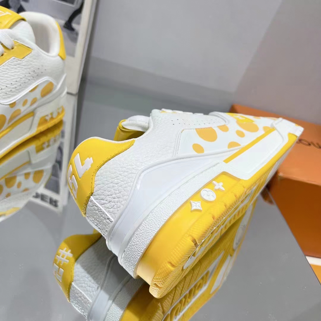 Louis Vuitton LV Unisex LV x YK LV Trainer Sneaker Yellow Calf Leather Rubber