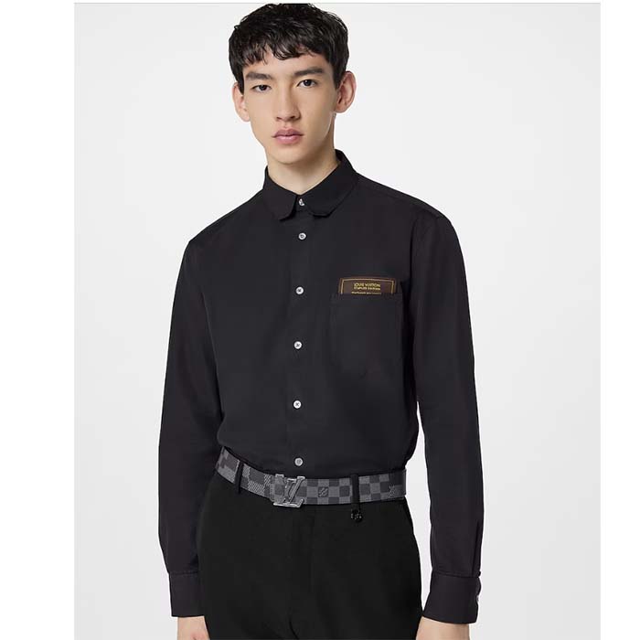 Louis Vuitton Unisex LV Initiales 40 MM Reversible Belt Onyx Black Calf Leather Damier Infini Canvas