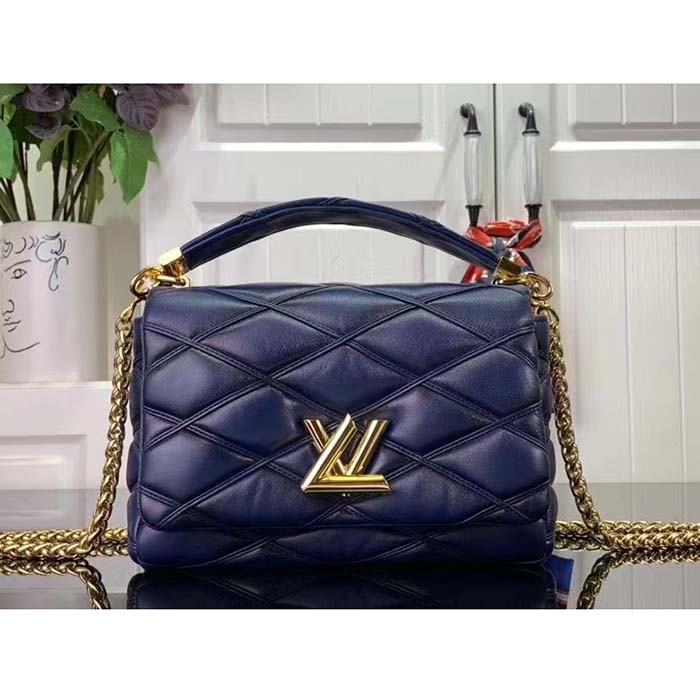 Louis Vuitton LV Women GO-14 MM Navy Blue Lamb Leather Cowhide Leather