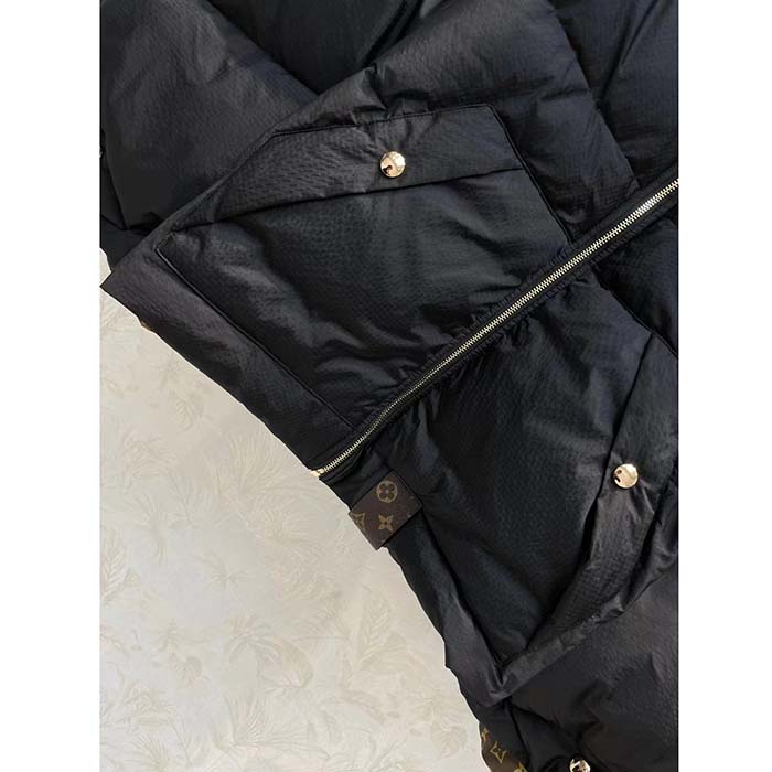 Louis Vuitton LV Men Monogram Accent Pillow Puffer Cape Black Regular Fit