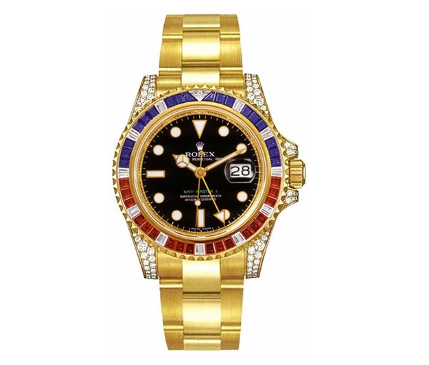 Rolex GMT-Master II Gold Blue&Red Diamonds 40mm