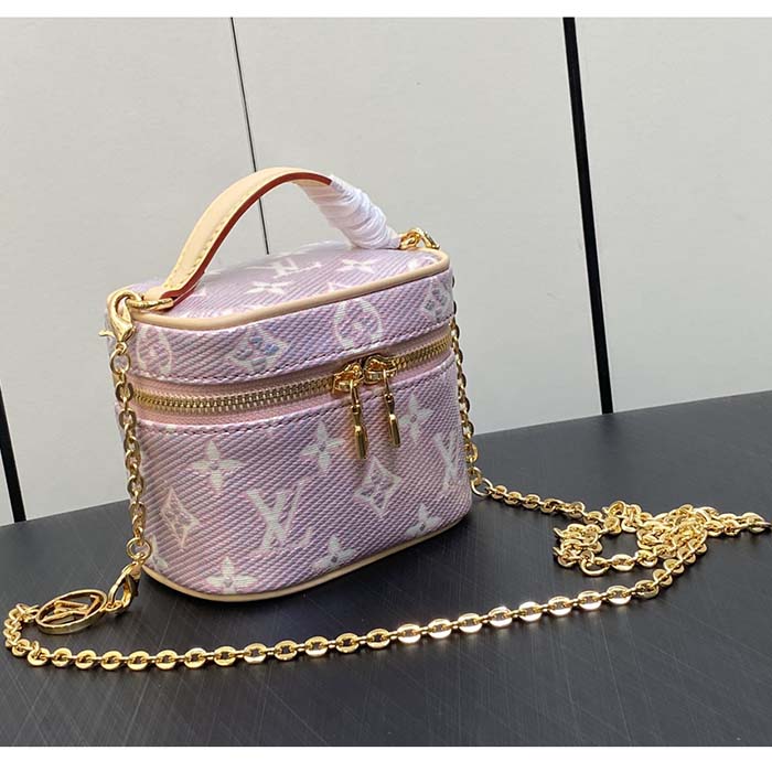 Louis Vuitton LV Women Micro Vanity Pink Monogram Coated Canvas Natural Cowhide-Leather