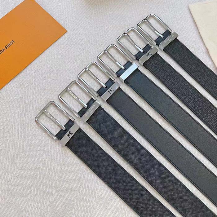 Louis Vuitton Unisex LV Pont Neuf 35mm Belt Anthracite Gray Ombre Calf Leather