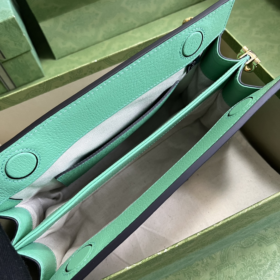 Gucci Women Ophidia Jumbo GG Small Shoulder Bag Beige Green Mint Canvas