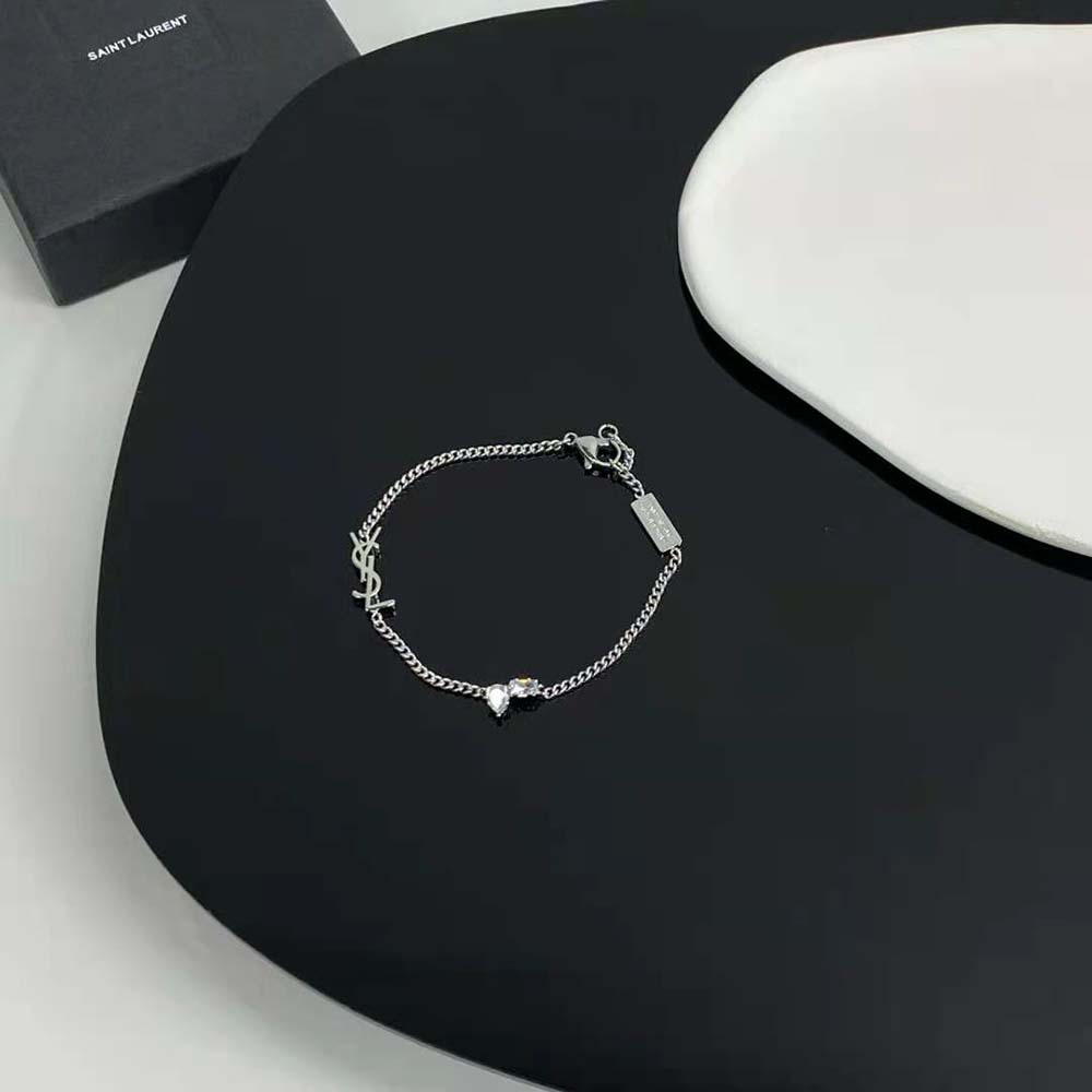 Saint Laurent YSL Women Opyum Charm Bracelet in Metal and Rhinestone