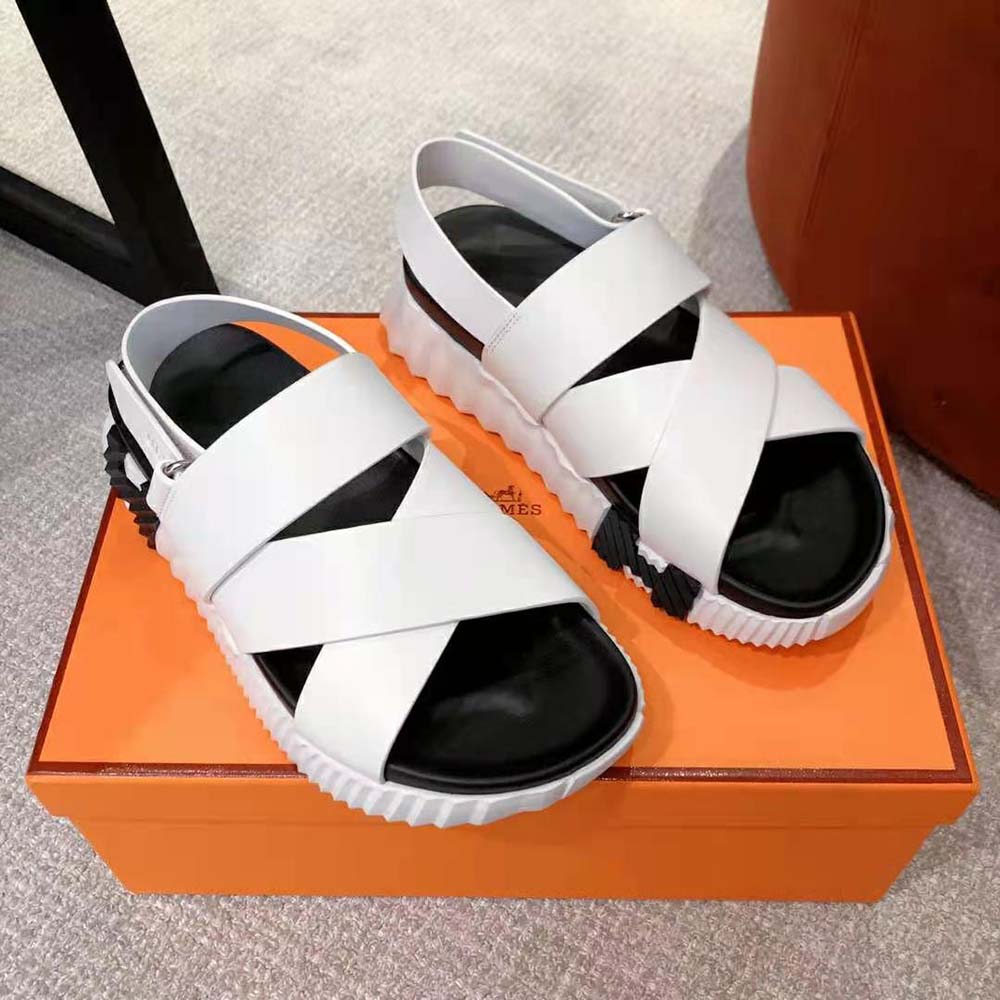 Hermes Women Electric Sandal in Calfskin-White