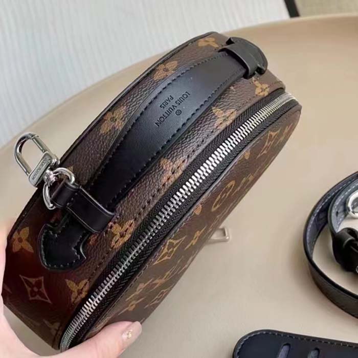 Louis Vuitton LV Unisex Audio Case Monogram Macassar Coated Canvas Black Cowhide