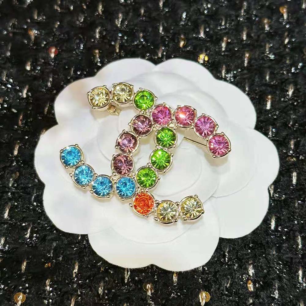 Chanel Women Brooch in Metal and Diamantés