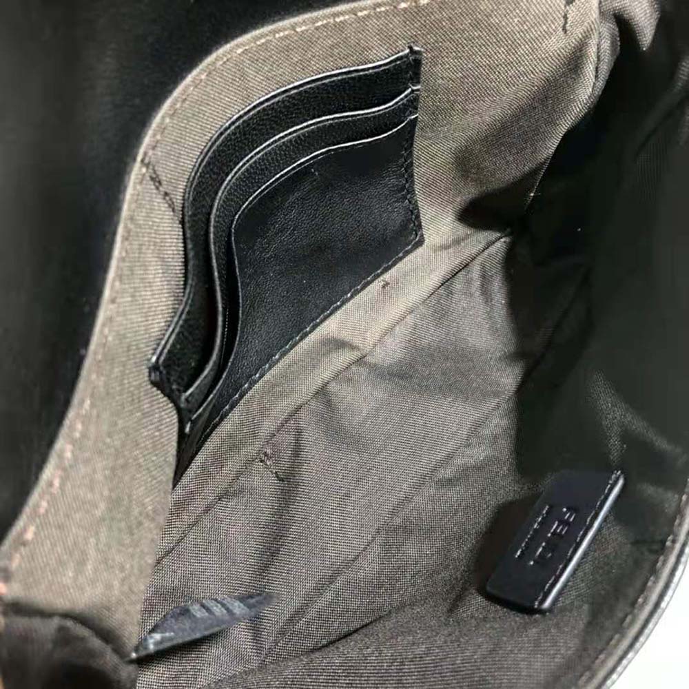 Fendi Women Iconic Mini Baguette Black Leather Bag