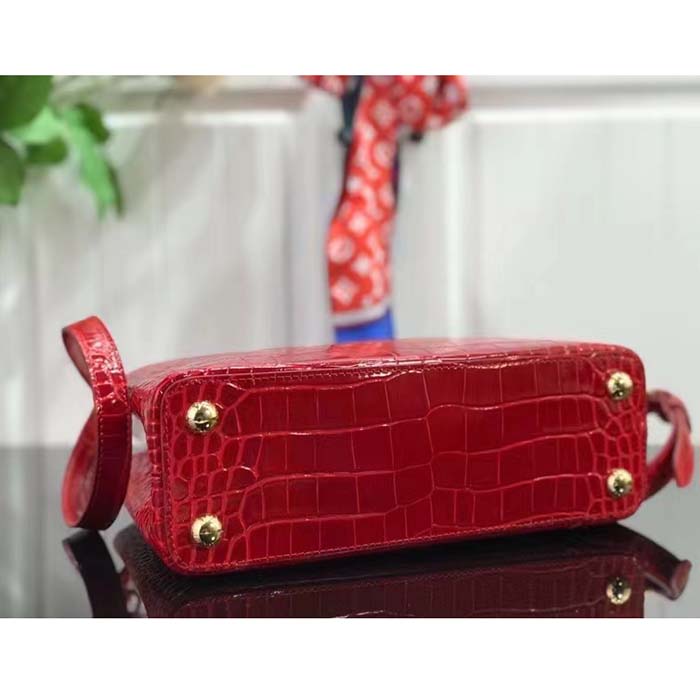 Louis Vuitton LV Women Capucines BB Handbag Red Crocodilien Brillant Savoir Faire