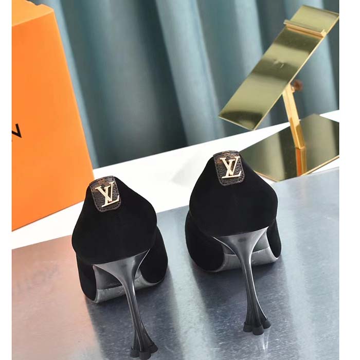 Louis Vuitton Women LV Blossom Pump Black Lambskin Leather Outsole 9.5 CM Heel