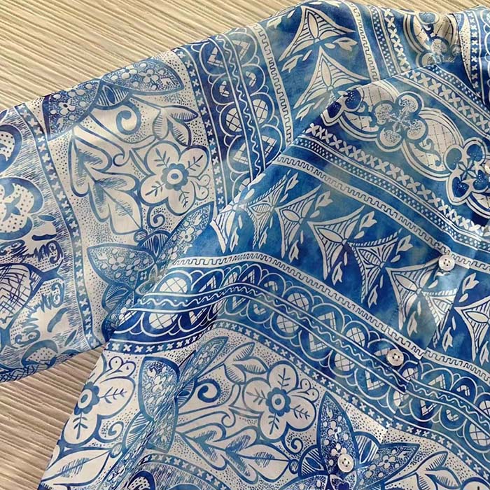 Louis Vuitton Women LV Monogram Tile Long Shirt Dress Cotton Blue White Regular Fit