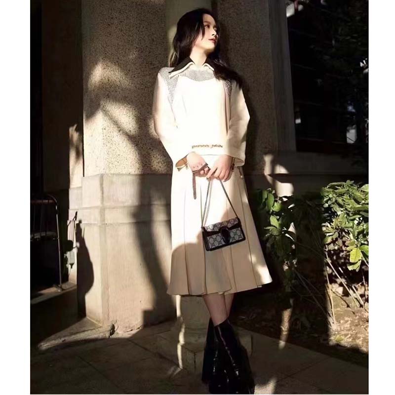 Gucci Women Dionysus GG Super Mini Bag Beige Blue GG Supreme Canvas