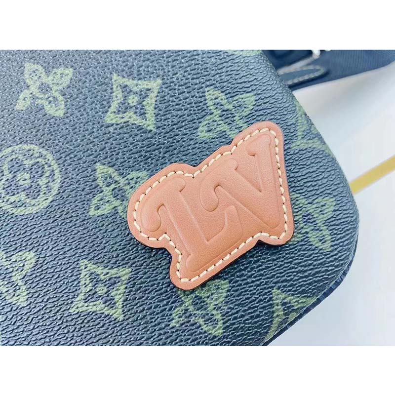 Louis Vuitton LV Unisex Trio Messenger Bag Dark Green Monogram Coated Canvas Cowhide