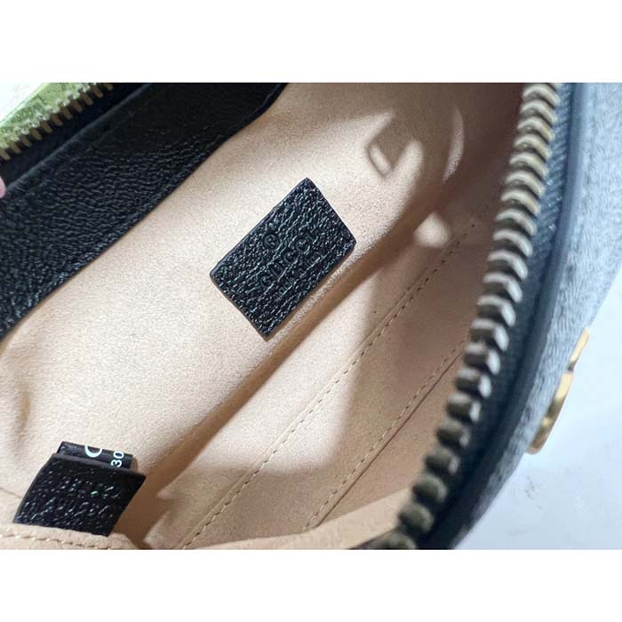 Gucci Women GG Aphrodite Shoulder Bag Double G Black Leather Zip Closure